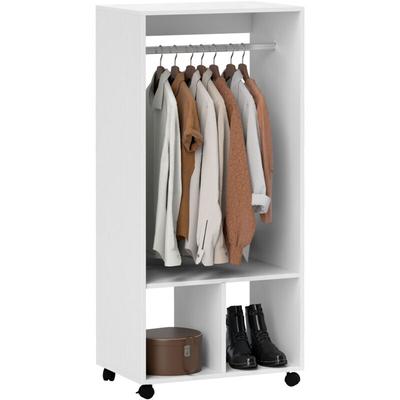 Homcom - Mobiler Kleiderschrank Garderobe Schrank mit Regal 4 Schwenkräder für Wohnzimmer Image