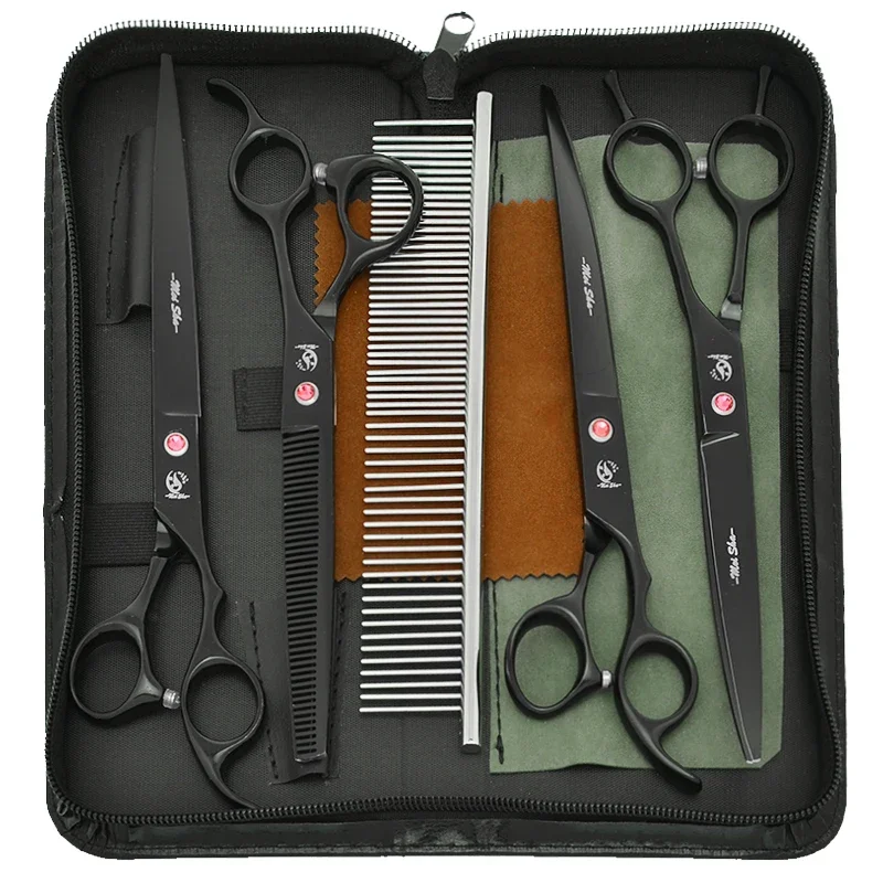 8,0" JP440C Hunde Katze Haarschere Professionelle Haustierpflege Clippers Kit Tiere Gerade Gebogene Schneiden Effilierschere B0054A Image