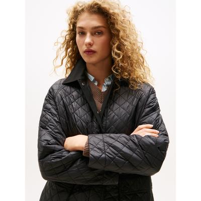 Kurzmantel TOMMY HILFIGER "PADDED NYLON REG QUILTED COAT", Damen, Gr. L (40), schwarz, Web, Obermaterial: 100% Polyamid, unifarben, casual, regular fit, Langarm, Mäntel Image