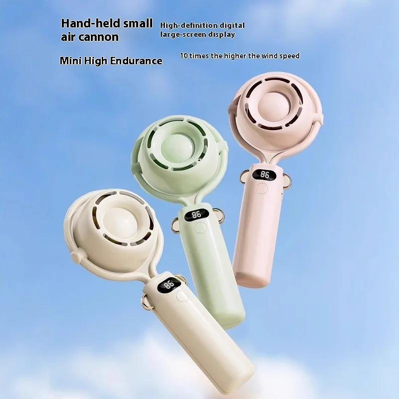 Macaron Mini Speed Tragbarer kleiner Handventilator zum Aufladen mit starker Leistung, 5-Gang-Geschwindigkeit, starker Wind, unverzichtbar für Sommerausflüge Image