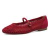 Riemchenballerina TAMARIS, Damen, Gr. 38, rot, Textil, Lederimitat, modisch, Schuhe, Blockabsatz, Halbschuh, Frühlingsschuh in modischer Häkeloptik