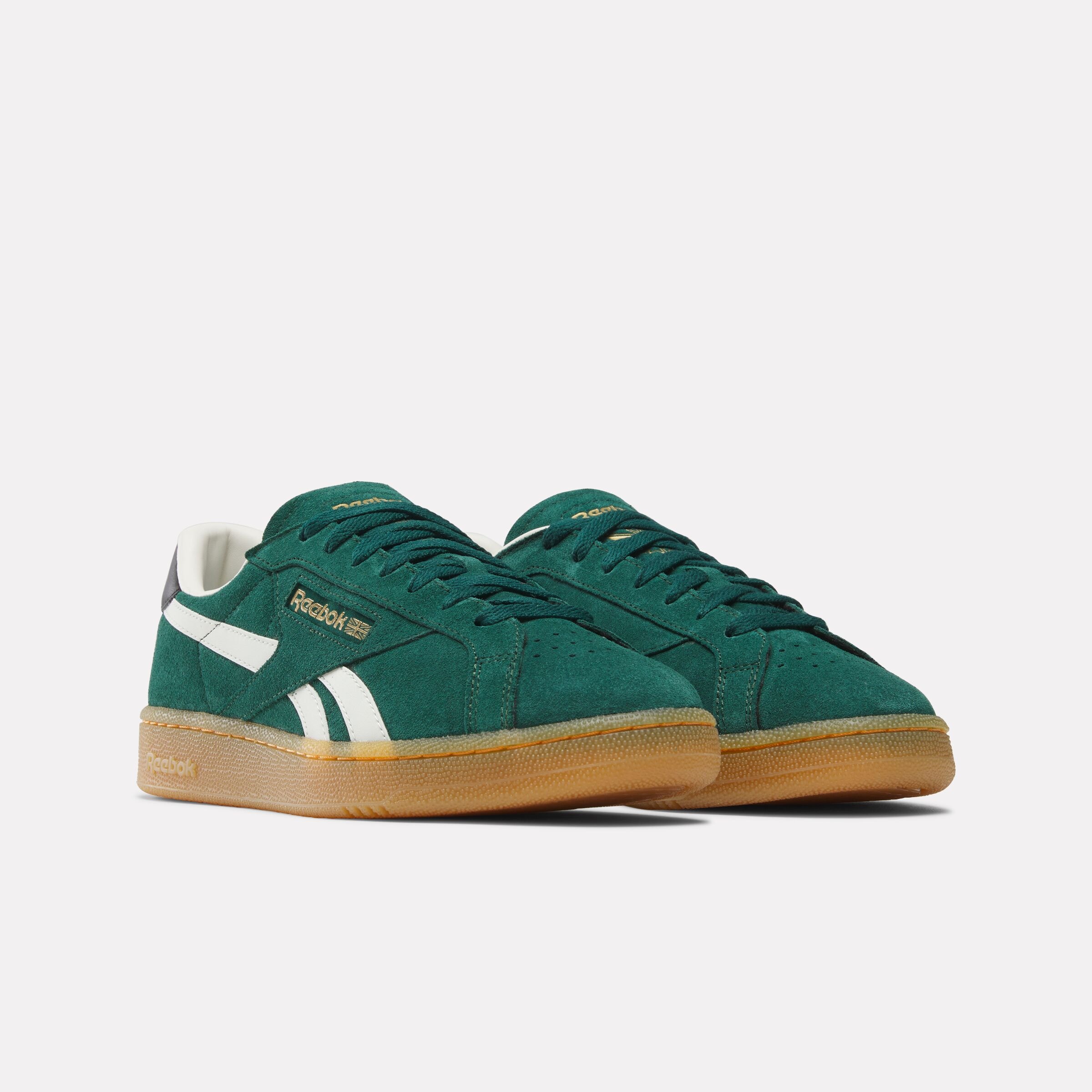 Sneaker REEBOK CLASSIC "CLUB C GROUNDS UK", Herren, Gr. 45, grün (collegiategrün, schwarz, gum), Leder, Synthetik, Schuhe Sneaker