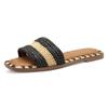 Pantolette TAMARIS, Damen, Gr. 42, schwarz (schwarz, beige), Bast, modisch, Schuhe, Blockabsatz, Sommerschuh, Strandschuh, zweifarbige Bast-Umrandung