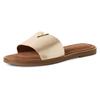 Pantolette MARCO TOZZI, Damen, Gr. 41, gold (goldfarben), Leder, metallic, Basic, Schuhe, Flats, Sommerschuh mit edlem Schmuckelement