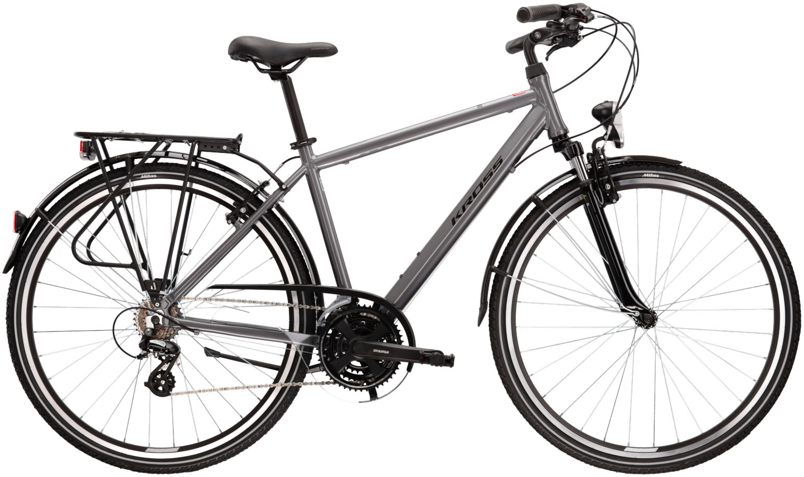 Trekkingrad KROSS "KROSS Trekkingrad Trans 1.0 28" grau" Gr. 43, grau (grau, schwarz), Fahrräder, 43cm, 28 Zoll (71,12cm) hinten: 28 Zoll (71,12cm) Image