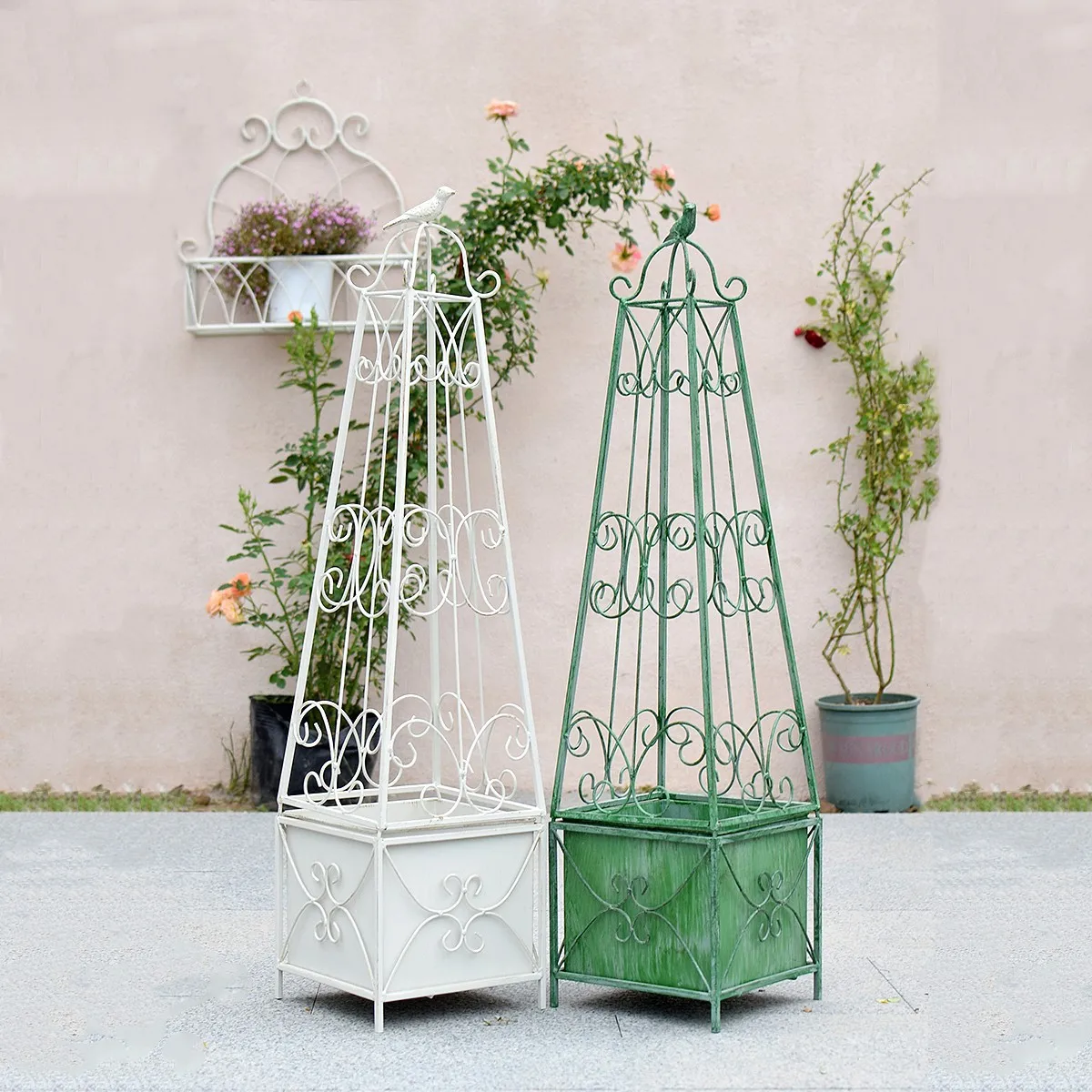 2pack Metall Garten Spalier Baum Rahmen Blatt Pflanze Unterstützung Garten Pflanze Baum Rahmen Pflanzen Käfig Garten Obelisk Spalier Image