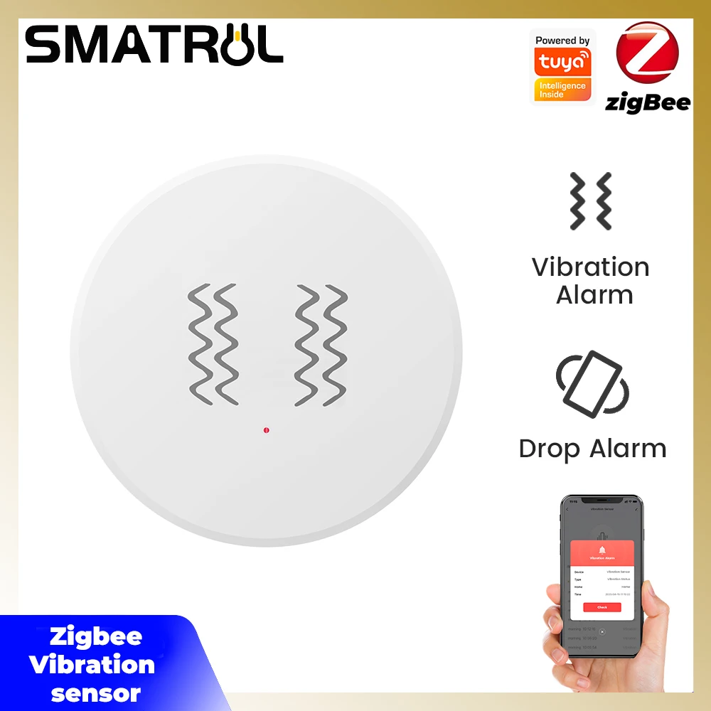 Tuya Zigbee Vibration Sensor Für Tür Fenster Home Security Tilt Vibration Alarm Sensor Smartlife APP Arbeit Mit Alexa Google Hause Image
