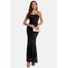Jerseykleid MODA MINX "Kaz Long Dress", Damen, Gr. S, EURO-Größen, schwarz, 100% Polyester, unifarben, elegant, lang, ohne Ausschnitt, ohne Ärmel, Kleider, mit langem Schnitt