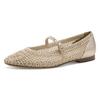 Riemchenballerina TAMARIS, Damen, Gr. 41, gold (goldfarben), Textil, Lederimitat, modisch, Schuhe, Blockabsatz, Halbschuh, Frühlingsschuh in modischer Häkeloptik