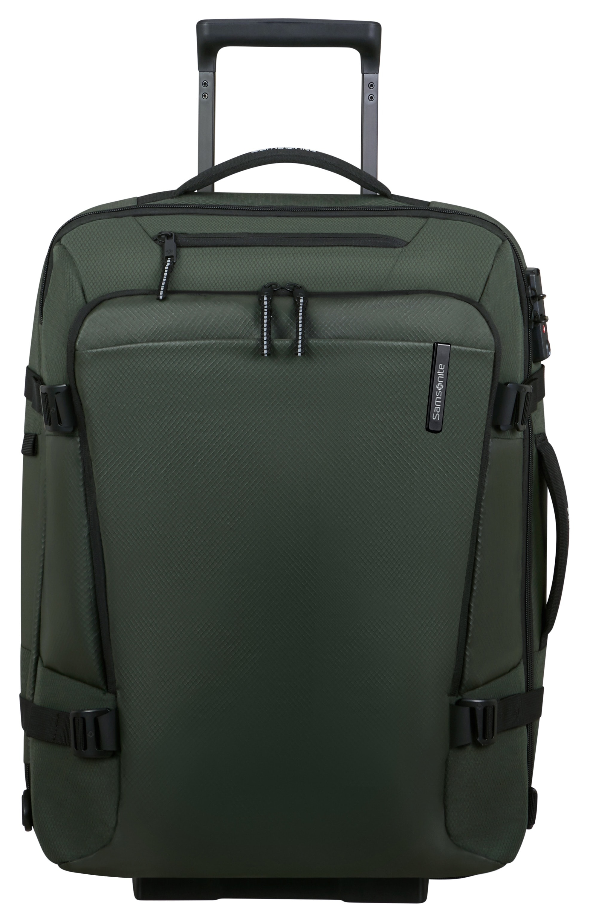 Reisetasche SAMSONITE "ARMOX, 55 cm", Gr. B/H/T: 40cm x 55cm x 25cm, grün (moss), Polyester, Taschen, Duffle mit Rollen TSA-Schloss Packgurte Trolley-Gestänge Image