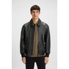 Lederjacke BOSS ORANGE "Joberg", Herren, Gr. 48, schwarz (schwarz001), Obermaterial: 100% Schafsleder, unifarben, casual, regular fit hüftlang, Langarm Strickbündchen, Jacken, mit Reißverschlusstaschen