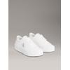 Plateausneaker CALVIN KLEIN JEANS "VULC FLATF LTH SILVER LOGO TAG", Damen, Gr. 40, silber (weiß, silberfarben), Leder, Lederimitat, unifarben mit Farbeinsatz, sportlich, Schuhe, Halbschuh, Schnürschuh, Freizeitsneaker mit Logo