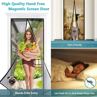 High quality Hands-free Magnetic Mosquito net door screen mesh Automatic Closing Anti Mosquito Insect Fly Bug door curtain net