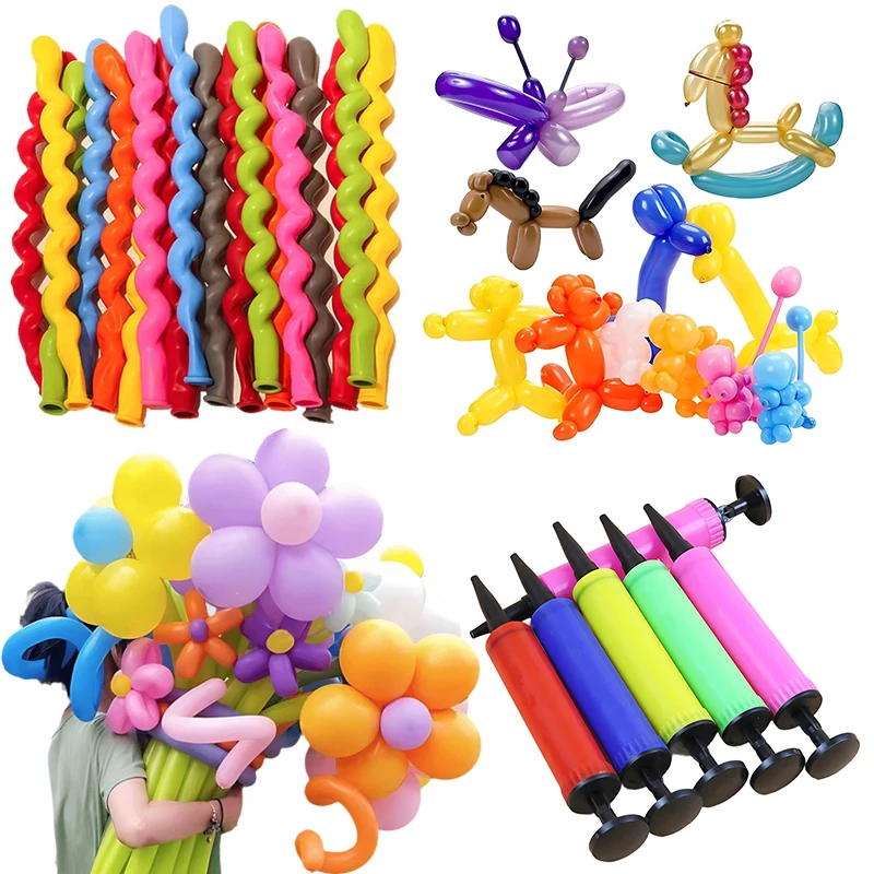 Spiralförmiger Twist-Ballon, langer Ballon mit aufblasbarem Farb-Set für Partydekorationen, Geschlecht offenbaren, Festival-Event-Zubehör ZYF Image