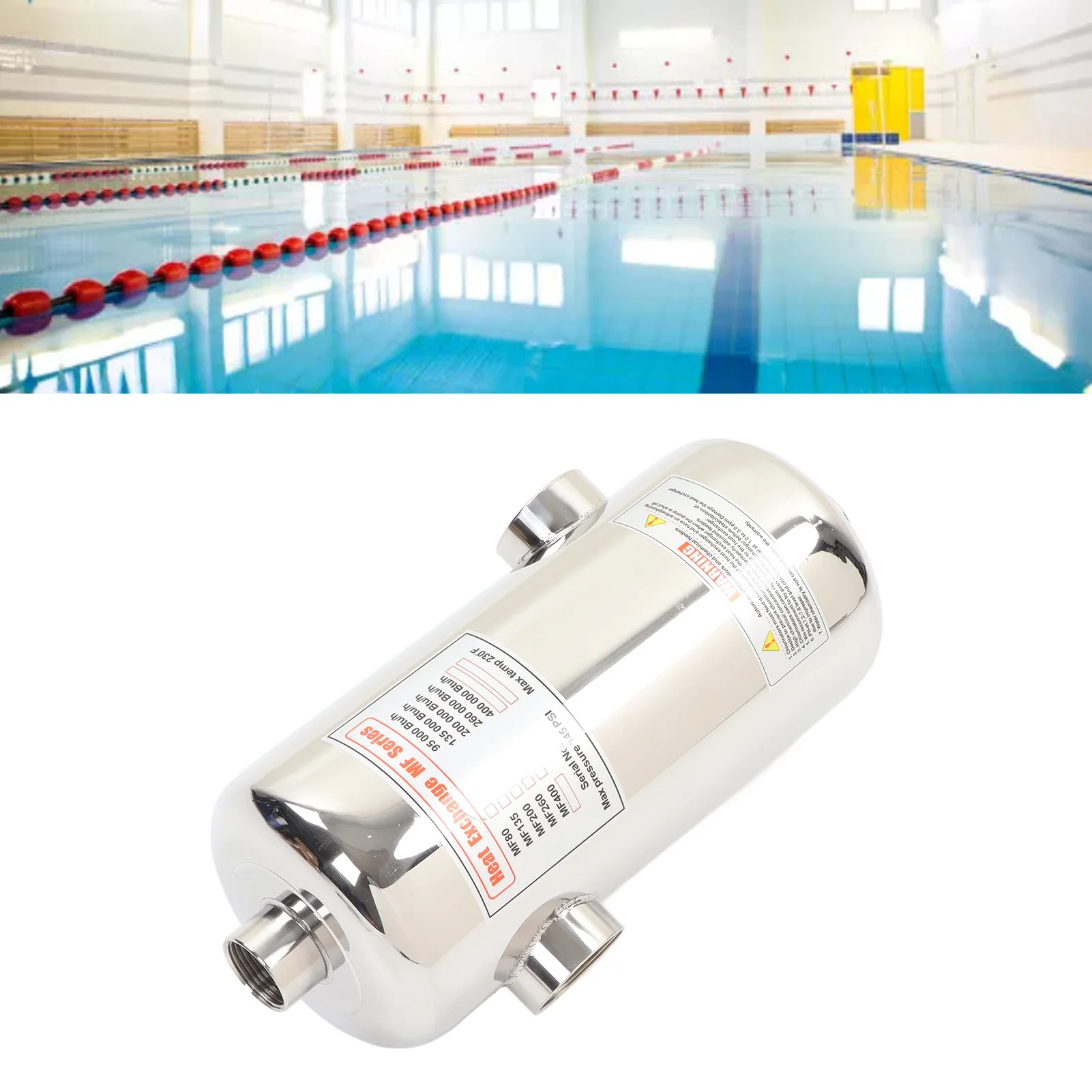 Pool-Warmwasserbereiter, 40 kW, Pool-Wärmetauscher aus Edelstahl für Spa, Solar-Pool-Heizung, Schwimmbad-Heizung, Solar-Wärmetauscher Image