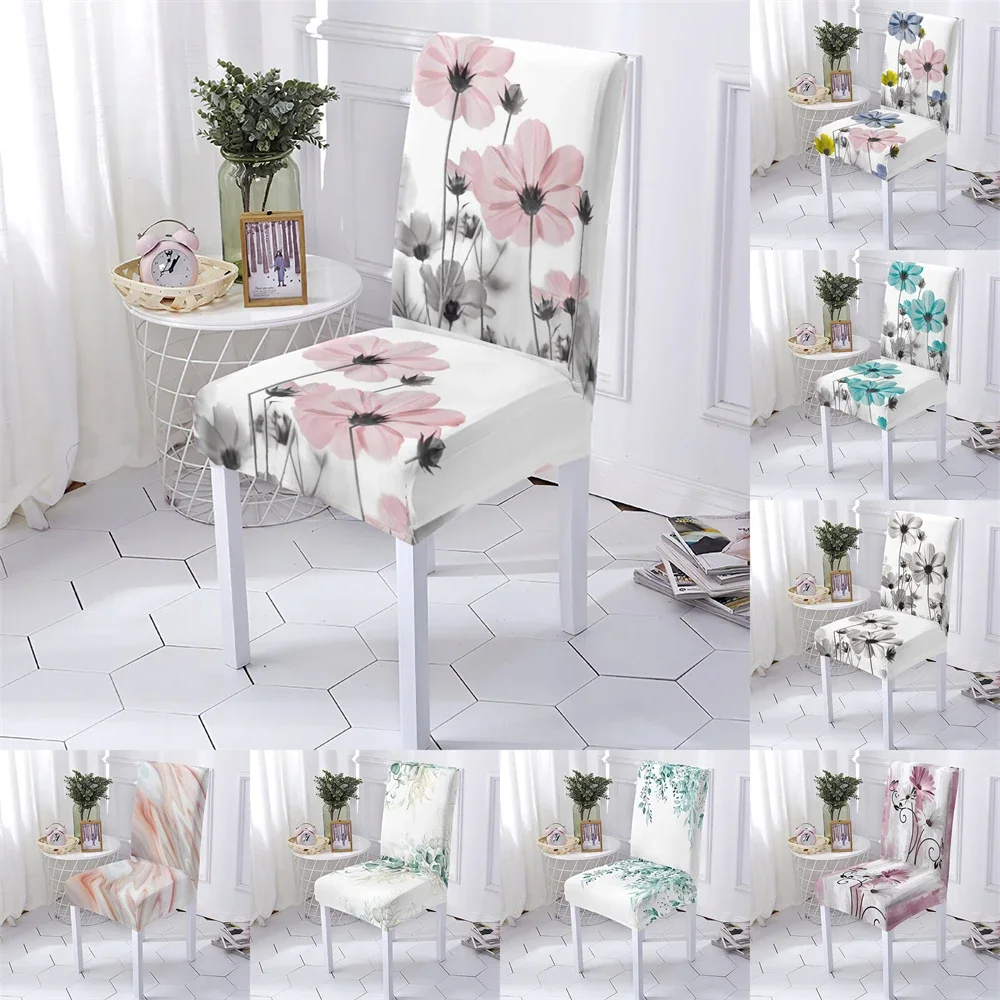 Pflanzen Stil Bürostuhl Abdeckung Anti-Schmutz Sitz Elastische Esszimmer Stühle Abdeckungen Blumen Muster Abdeckungen Stühle Hause Stuhlbezug Image