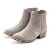 Stiefelette LASCANA "Stiefel, Boots, Westernstiefelette, Cowboy Boots", Damen, Gr. 36, grau, Obermaterial: 100% Textilmaterial. Futter: 100% Lederimitat. Decksohle: 100% Lederimitat. Laufsohle: 100% Synthetik, Veloursleder, feminin, Schuhe, mit...