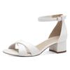 Sandalette TAMARIS, Damen, Gr. 41, weiß (weiß matt), Lederimitat, festlich, Schuhe, Blockabsatz, Abendschuh, Hochzeitsschuh mit gekreuzten Bandagen