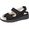 Plateausandale WALDLÄUFER, Damen, Gr. 4,5, schwarz, Nubukleder, Textil, unifarben, klassisch, Schuhe, Klettschuh, Sommerschuh, Komfortschuh, Klettverschlüsse, Extraweite K