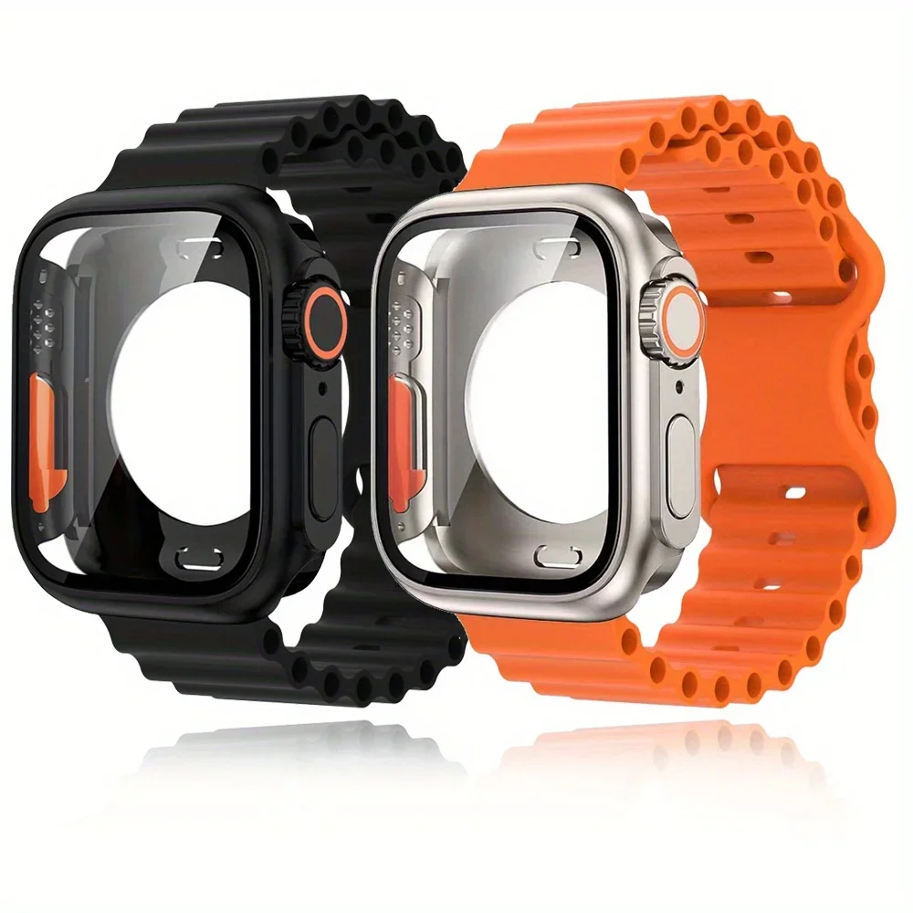 Glasgehäuse + Armband für Apple Watch Band 40 mm 41 mm 44 mm 45 mm 42 mm 46 mm Displayschutzhülle für Apple IWatch Serie 10 9 8 7 6 54 Image