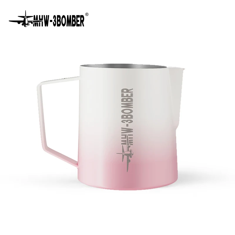 MHW-3BOMBER Klassischer Milchaufschäumkrug 500ml Rot Edelstahl Milchschäumer für Cappuccino/Latte Art Milchbecher Kaffeezubehör