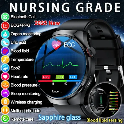 2025 New For HUAWEI XIAOMI Precise Blood Lipids Uric Acid Smart Watch For Men ECG+PPG Clock Bluetooth Call Health Smart Watches