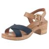Sandalette MARCO TOZZI, Damen, Gr. 42, blau (navy), Textil, Lederimitat, unifarben mit Farbeinsatz, Veloursleder, klassisch, Schuhe, Blockabsatz, Plateau, Sommerschuh, Sandale mit Feel Me-Ausstattung