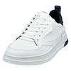 Keilsneaker BUGATTI, Herren, Gr. 41, blau (weiß, navy), Lederimitat, unifarben mit Farbeinsatz, sportlich, Schuhe, Freizeitschuh, Halbschuh, Schnürer mit Kontrastbesatz
