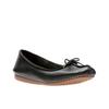 Ballerina CLARKS "Freckle Ice", Damen, Gr. 42, schwarz (schwarz leather), Leder, casual, Schuhe, Slipper, Flats, Flats, Slipper mit Schleifchen