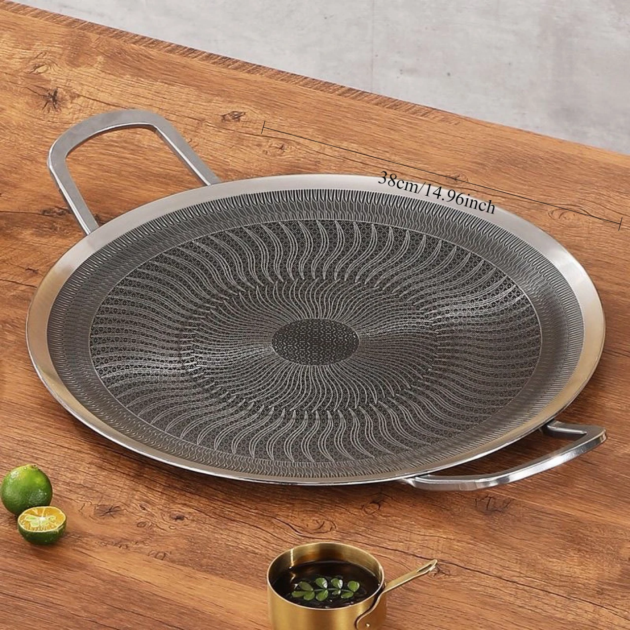 Edelstahl-Grillpfanne für Outdoor-Grillen, Camping, koreanisches Grill, kompatibel mit Induktionsherd und Gasbrenner aus Edelstahl Image