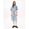 Jeanskleid TOMMY JEANS "TJW DENIM SHIRTDRESS SS", Damen, Gr. S (36), N-Gr, blau (denim light), Denim/Jeans, Obermaterial: 100% Baumwolle, unifarben, casual, Kurzarm, Kleider