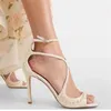 Weiße Perlen Kreuz Strpay Hochzeit Sommer Sandalen Frauen Karree Knöchelriemen High Heels Große Größe 34-45 Schuhe für Frauen