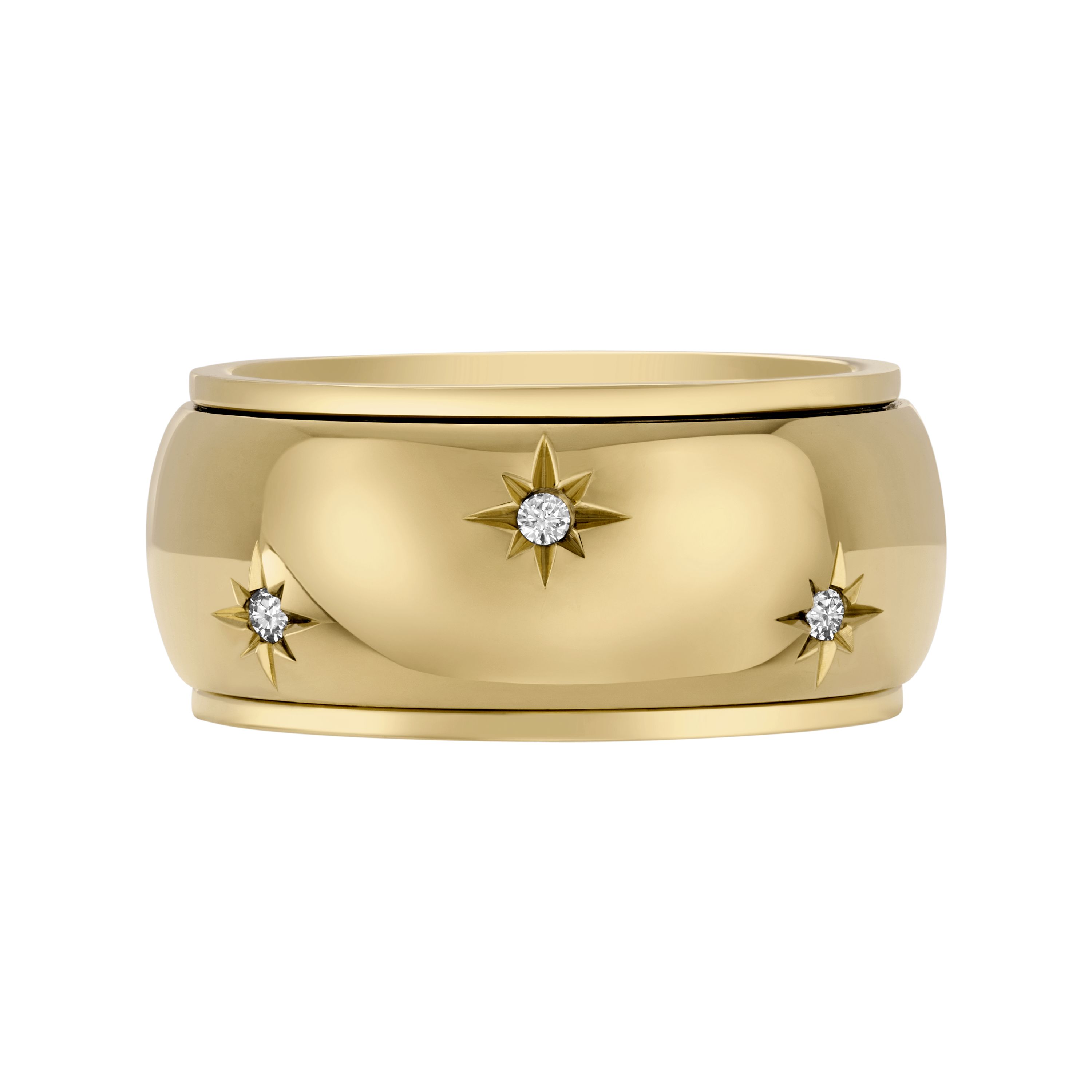 Fingerring FOSSIL "Schmuck Geschenk Edelstahl Ring SADIE" Gr. 18, gold (gelbgoldfarben, kristallweiß), Fingerringe, Damen, 18, Edelstahl, 10mm, mit Glasstein Image