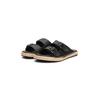 Pantolette TOMMY HILFIGER "FLEX JUTTE HILFIGER LTH SANDAL", Herren, Gr. 45, schwarz, Leder, Lederimitat, modisch, Schuhe, Sommerschuh, Schlupfschuh mit Ziernähten