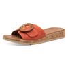 Pantolette TAMARIS, Damen, Gr. 40, orange, Ziegenveloursleder, modisch, Schuhe, Keilabsatz, Sommerschuh, Schlupfschuh mit hübscher Zierschnalle