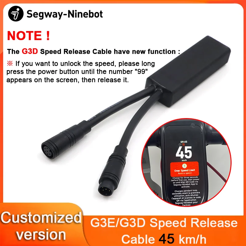 Geschwindigkeit ​ ​ Entriegelungskabel für Ninebot von Segway Max G3E/G3D Scooter, max. Fahrgeschwindigkeit 45 km/h, Entriegelung der Geschwindigkeitsbegrenzungskabel Image