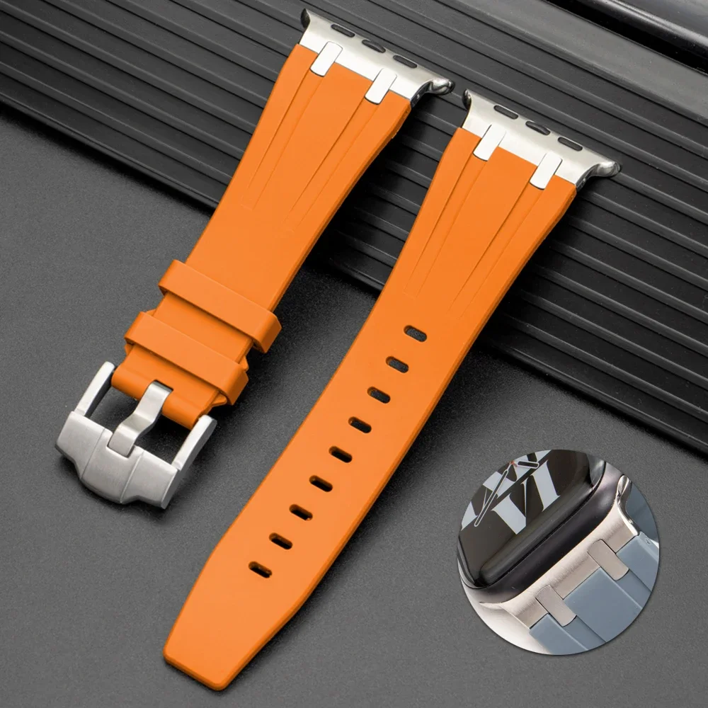 Weiches Silikonarmband für Apple Watch Band Ultra 2 49 mm 9 8 7 45 mm Sportarmband für IWatch Serie 10 46 mm 6 5 4 SE 44 mm Correas Image