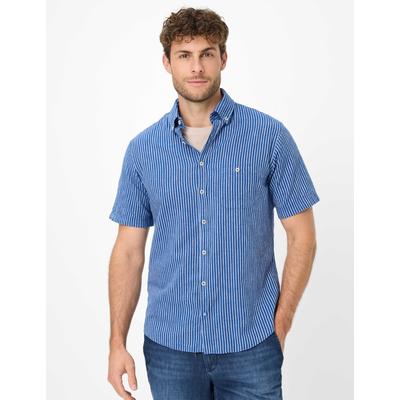 Kurzarmhemd BRAX "Style DAN", Herren, Gr. XXL, Normalgrößen, blau (dunkelblau), 70% Baumwolle, 30% Leinen, Hemden Image