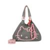 Henkeltasche FRITZI AUS PREUSSEN "Izzy Medium Limited Head Flocked", Damen, Gr. B/H/T: 15cm x 29cm x 42cm, grau, Baumwolle, bedruckt, Taschen, im tollen Hello Kitty-Design