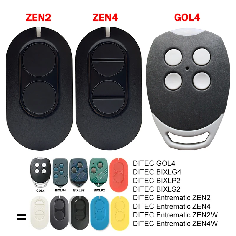 DITEC Entrematic ZEN2 ZEN4 ZEN2W ZEN4W GOL4 BIXLG4 BIXLP2 BIXLS2 Garagentor-Fernbedienung 433,92MHz Rolling Code Sender Image