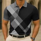 Polo a maniche corte a blocchi di colore da uomo camicie con colletto abbigliamento business casual per attività all'aperto e uso quotidiano a scuola stampa 3D.
