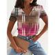 Per donna maglietta Pop art Fantasia geometrica Informale Manica corta A V Top regolari Giornaliero Stampa Rosa Blu Verde Estate Primavera
