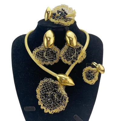 New Fashion High Quality Unique Style Brazilian Handmade Flower Jewelry Sets for Women FHK20769