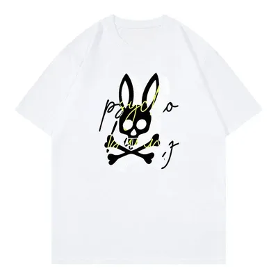 Cross-border Foreign Trade Men's Short T-shirt Color Skull Rabbit Round Collar European and American