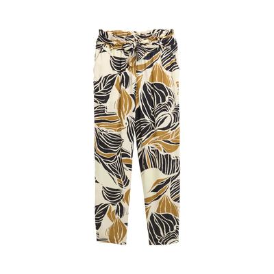 TOM TAILOR Damen Loose Slim Paperbag Hose, beige, Gemustert, Gr. 34/28 Image