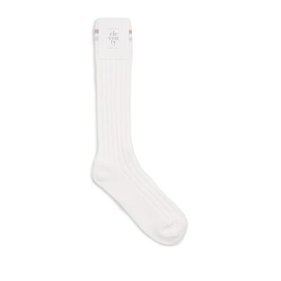 Eleventy Cotton-Blend French Ribbed Stripe Socks
