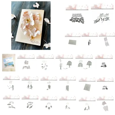 Fishing net branches tree Boy Friends lanterns Metal Cutting Die Silicone Stamps Scrapbooking Stencil Photo Album Card DIY Paper