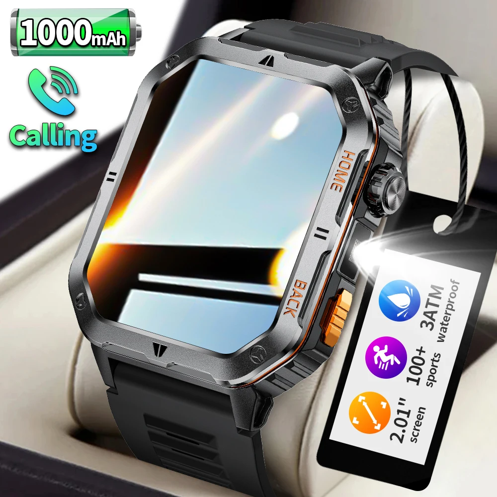LIGE Nuovo Astuto Della Vigilanza Degli Uomini 1000mAh Batteria Extra Grande 3ATM Professionale Impermeabile 2.01 "Display HD Sport All'aria Aperta Smartwatch Da Uomo