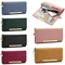 Mode Portable couleur unie femme longue bourse fermeture éclair pochette grande capacité en cuir PU