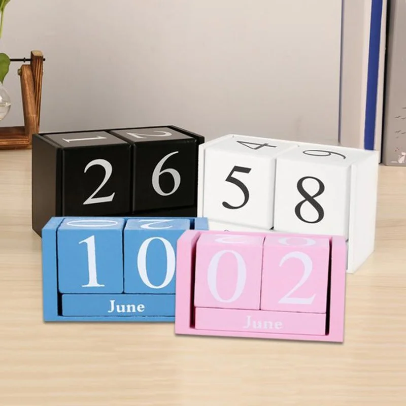 1Pc mignon Vintage bureau lettres en bois calendrier Cube bloc décoration de la maison accessoires accessoire lettre calendrier en bois
